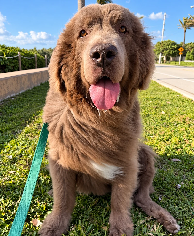 Happy brown dog enjoying a walk outdoors